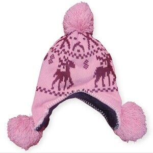 Simplicity Women's Pink Nnit Beanie with PomPoms